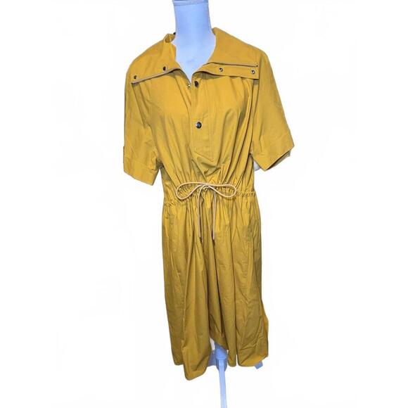 New Kenzo Women's Yellow Short Sleeve Dress with Drawstring Waist, Size 40 - Picture 1 of 6